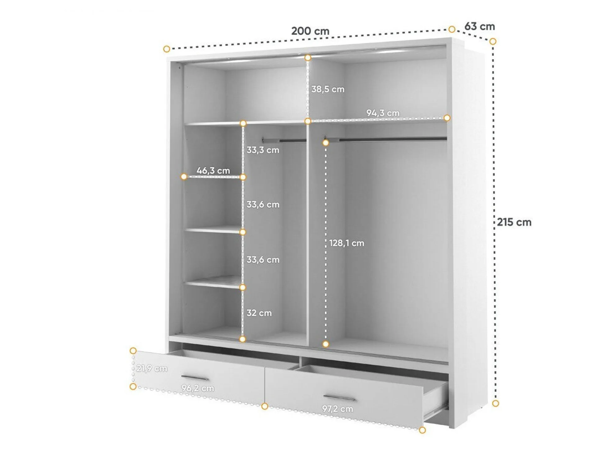 Garderobeskab Fresno 104 (Hvid)