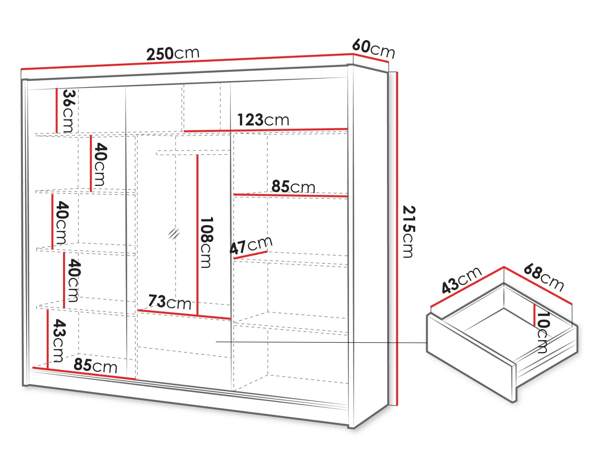 Garderobeskab Gemes I (Wotan eg + Hvid)