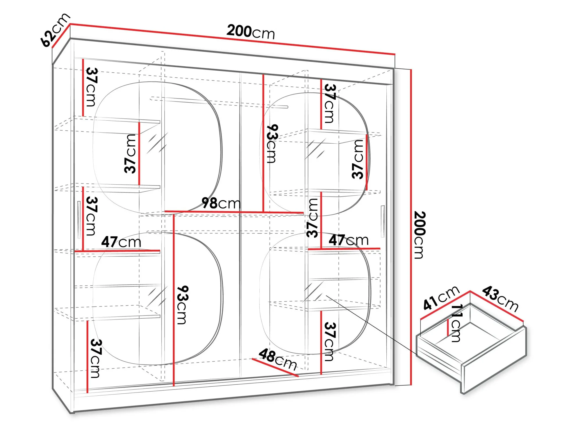 Garderobeskab Hartford 531 (Sort)