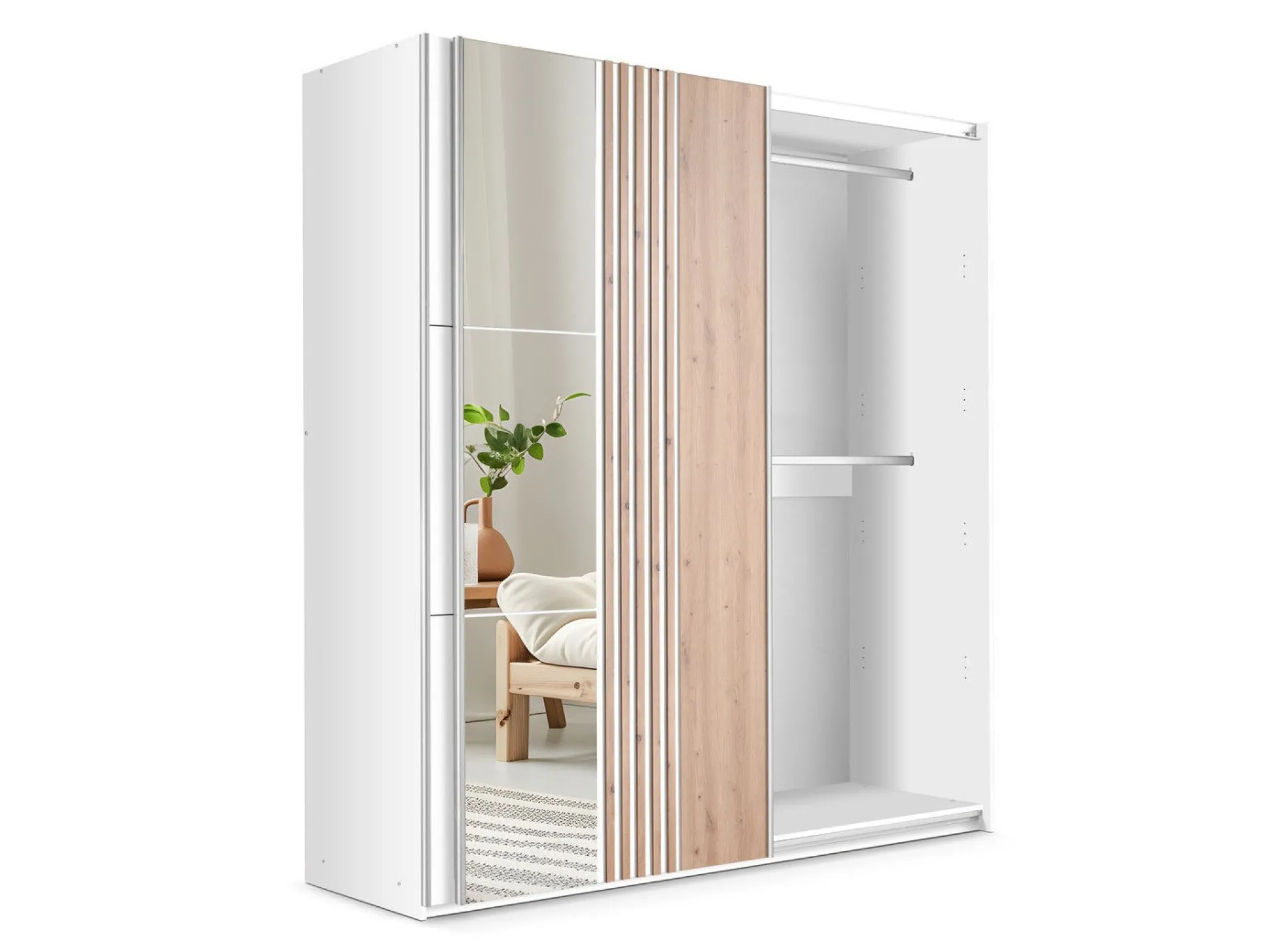 Garderobeskab Honolulu 253 (Hvid + Wotan eg)