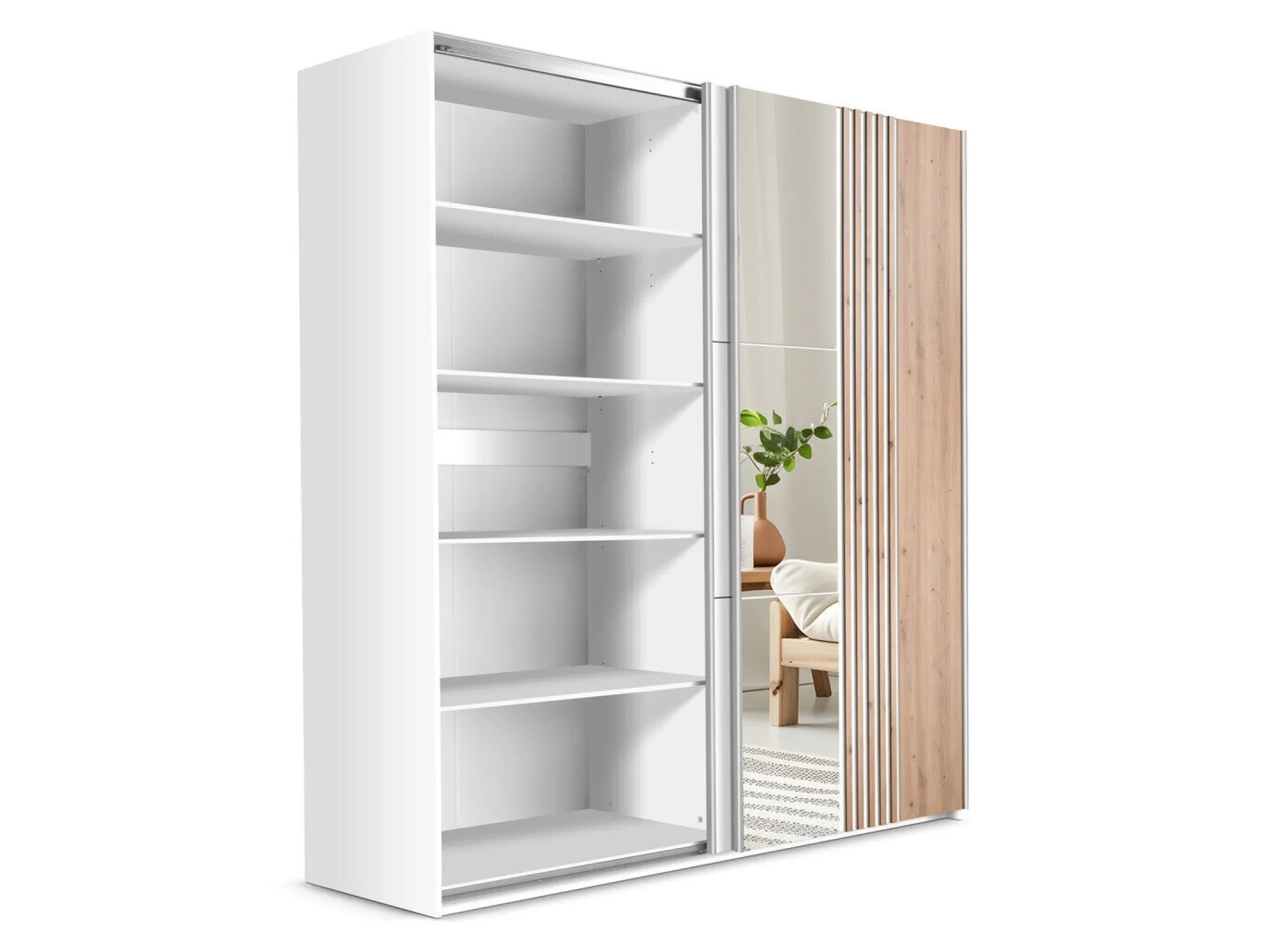 Garderobeskab Honolulu 253 (Hvid + Wotan eg)