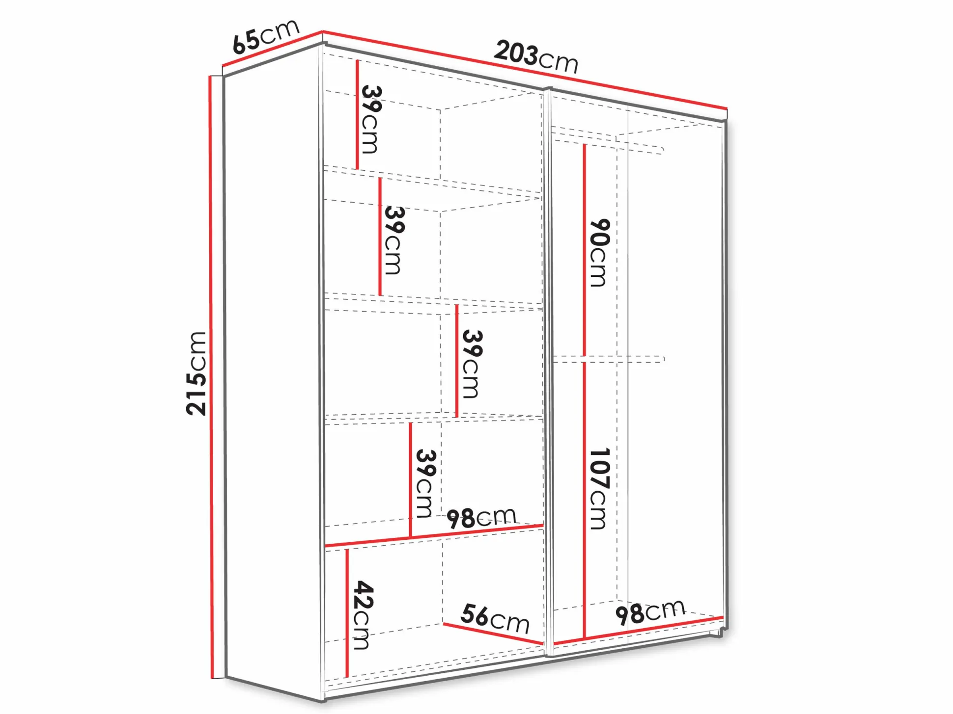 Garderobeskab Honolulu 253 (Hvid + Wotan eg)