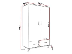 Garderobeskab Larfloi 111 (Hvid + Sonoma eg)