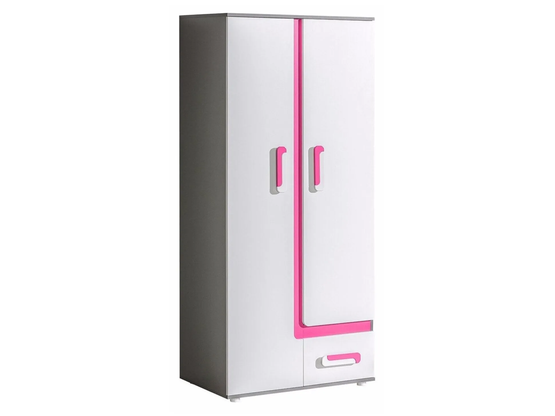 Garderobeskab Levtala 101 (Antracit + Hvid + Lyserød)