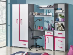 Garderobeskab Levtala 101 (Antracit + Hvid + Lyserød)