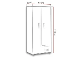 Garderobeskab Levtala 101 (Antracit + Hvid + Lyserød)
