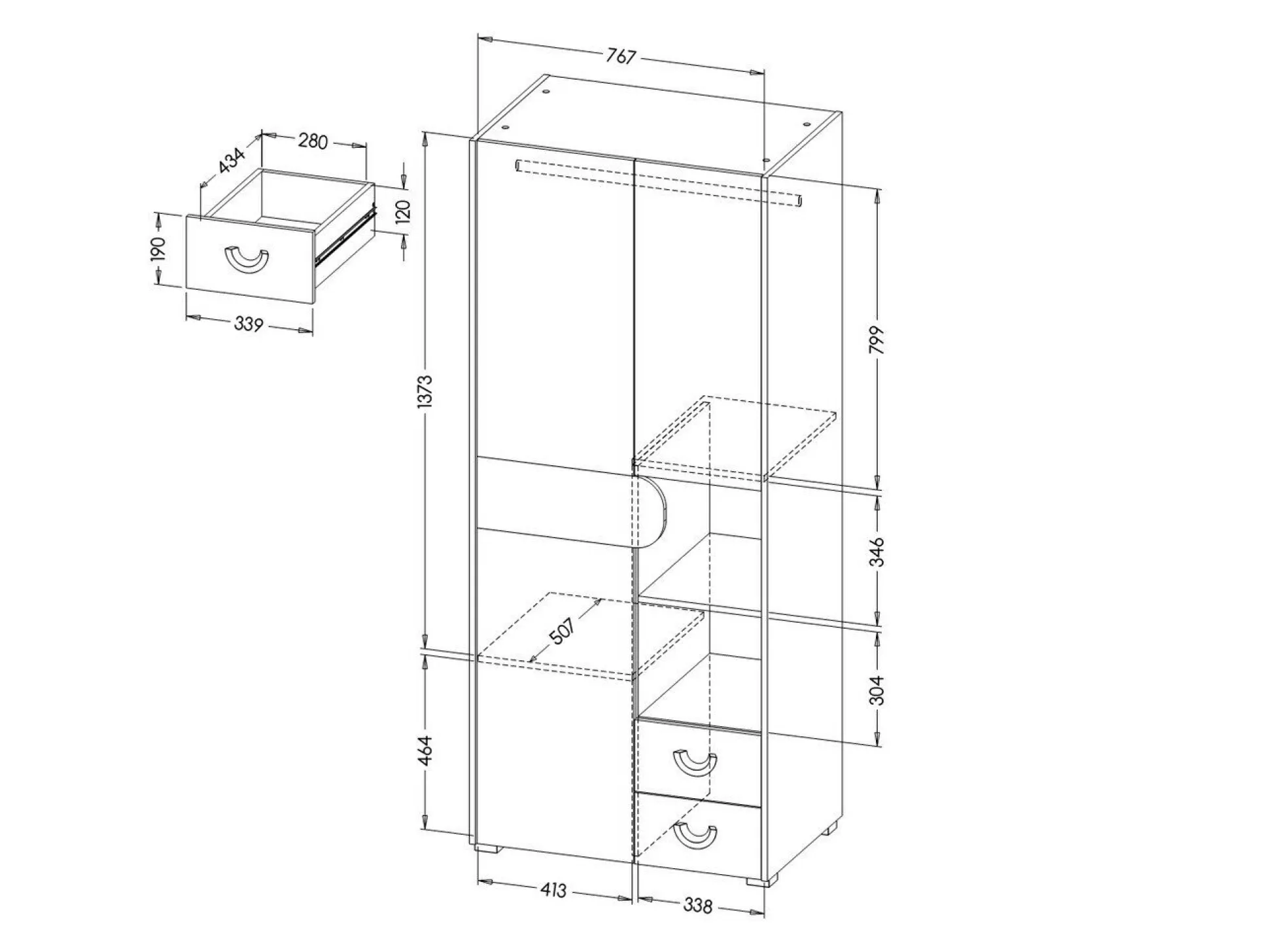 Garderobeskab Lomteo 100