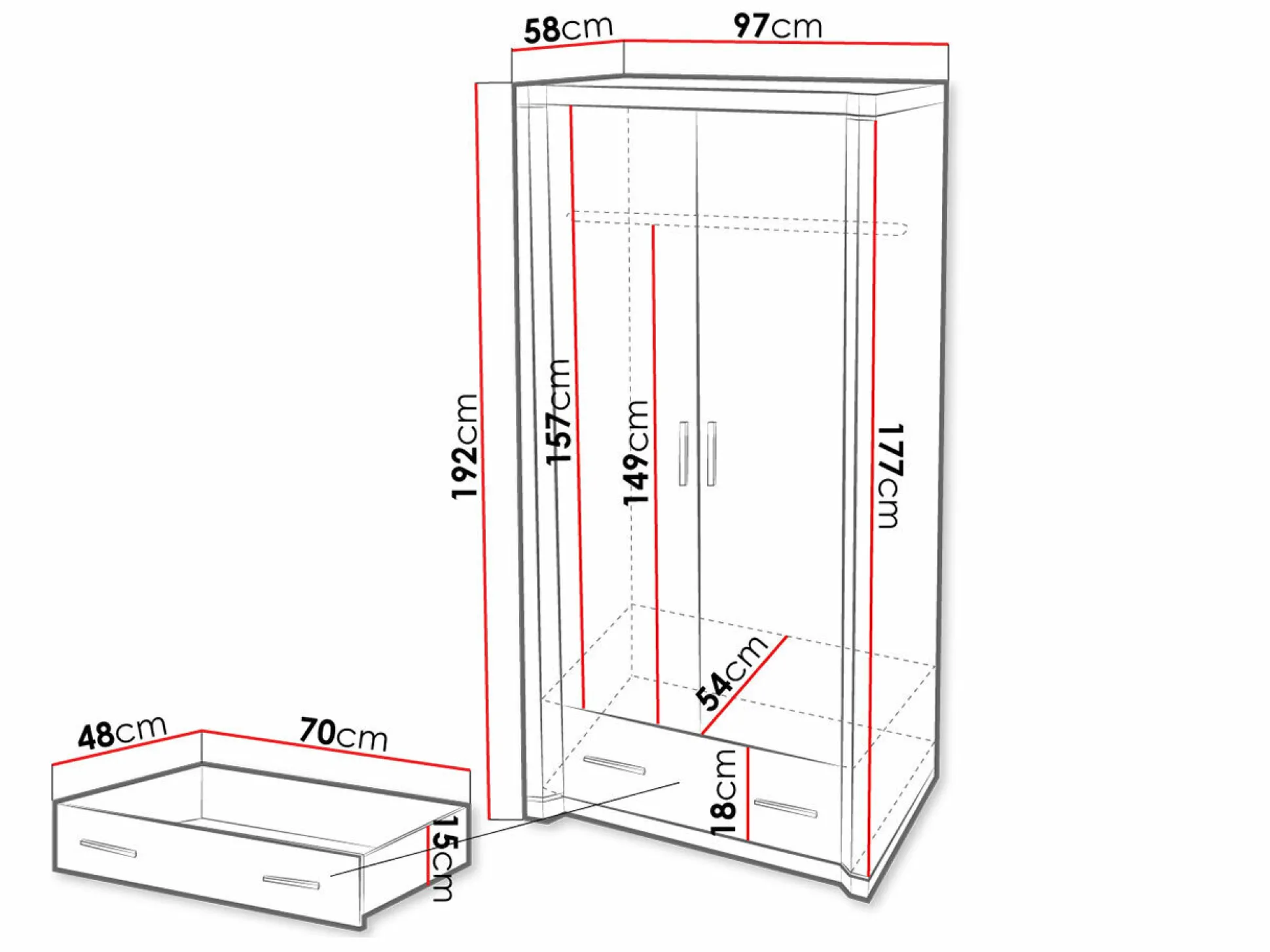 Garderobeskab Lorelie 118 (Trøffel egetræ)