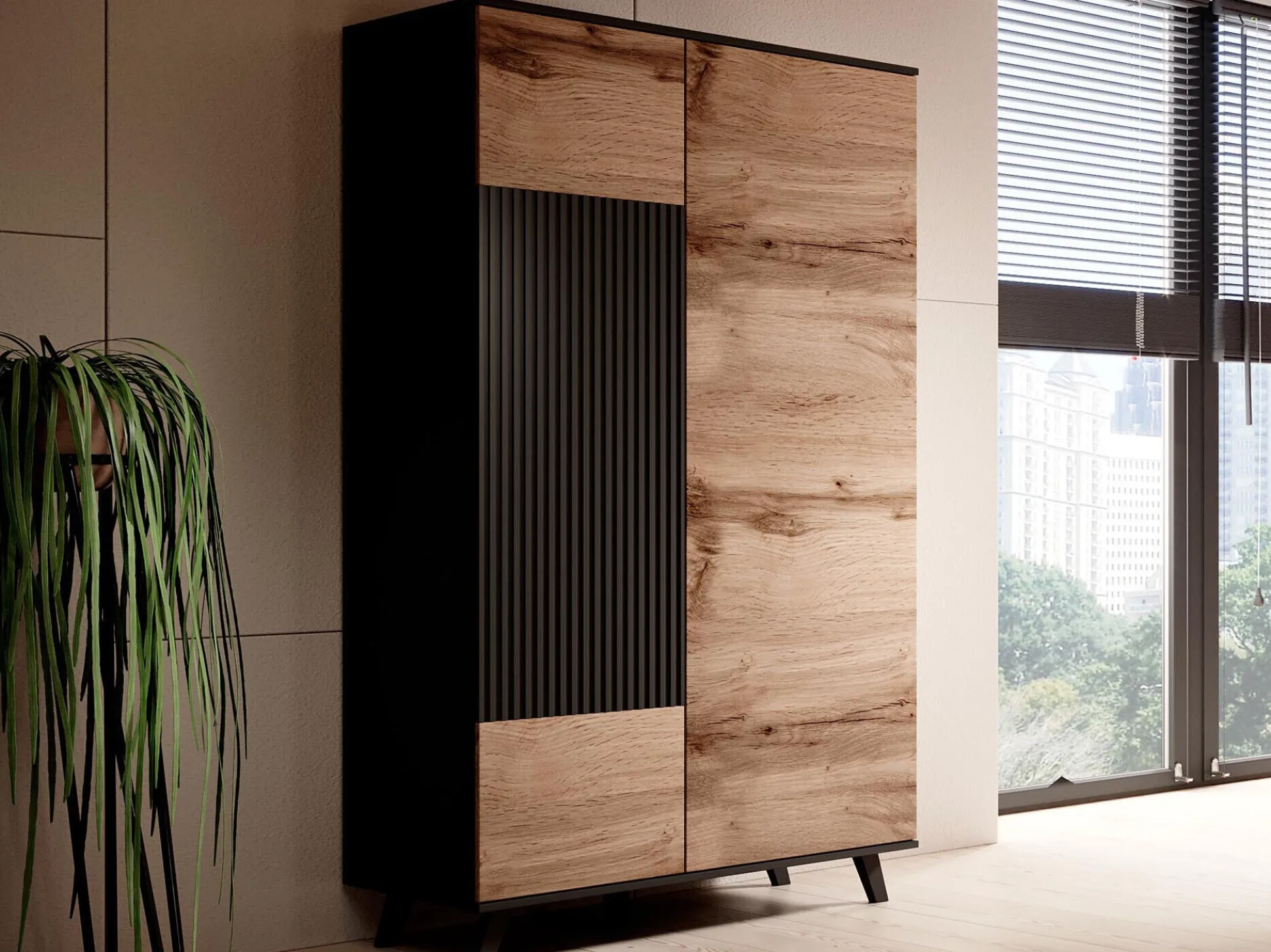 Garderobeskab Luelia 113 (Sort + Wotan eg)