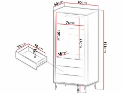 Garderobeskab Lufela 100 (Kashmir + Grå marmor)