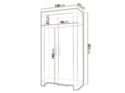 Garderobeskab Melfeli 100 (Sonoma eg)