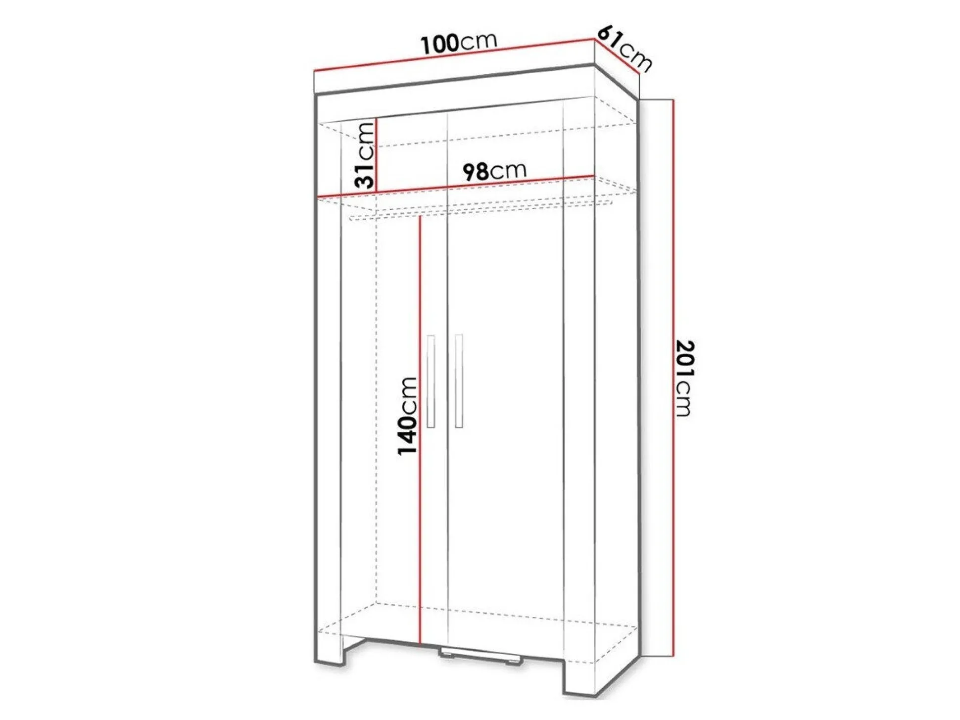 Garderobeskab Melfeli 100 (Sonoma eg)