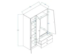 Garderobeskab Mirelbu 102 (Artisan eg + Hvid + Sort)