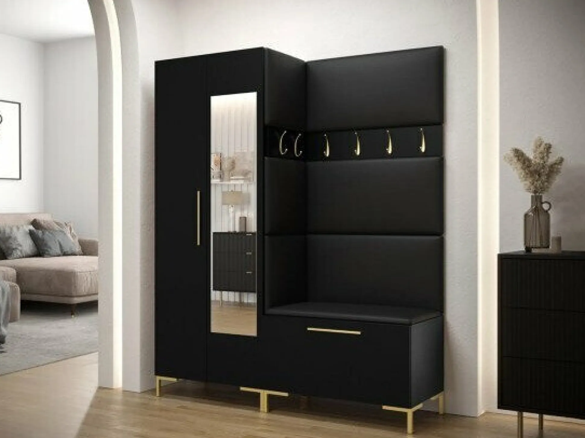 Garderobeskab Nomal I (Sort + Gylden)