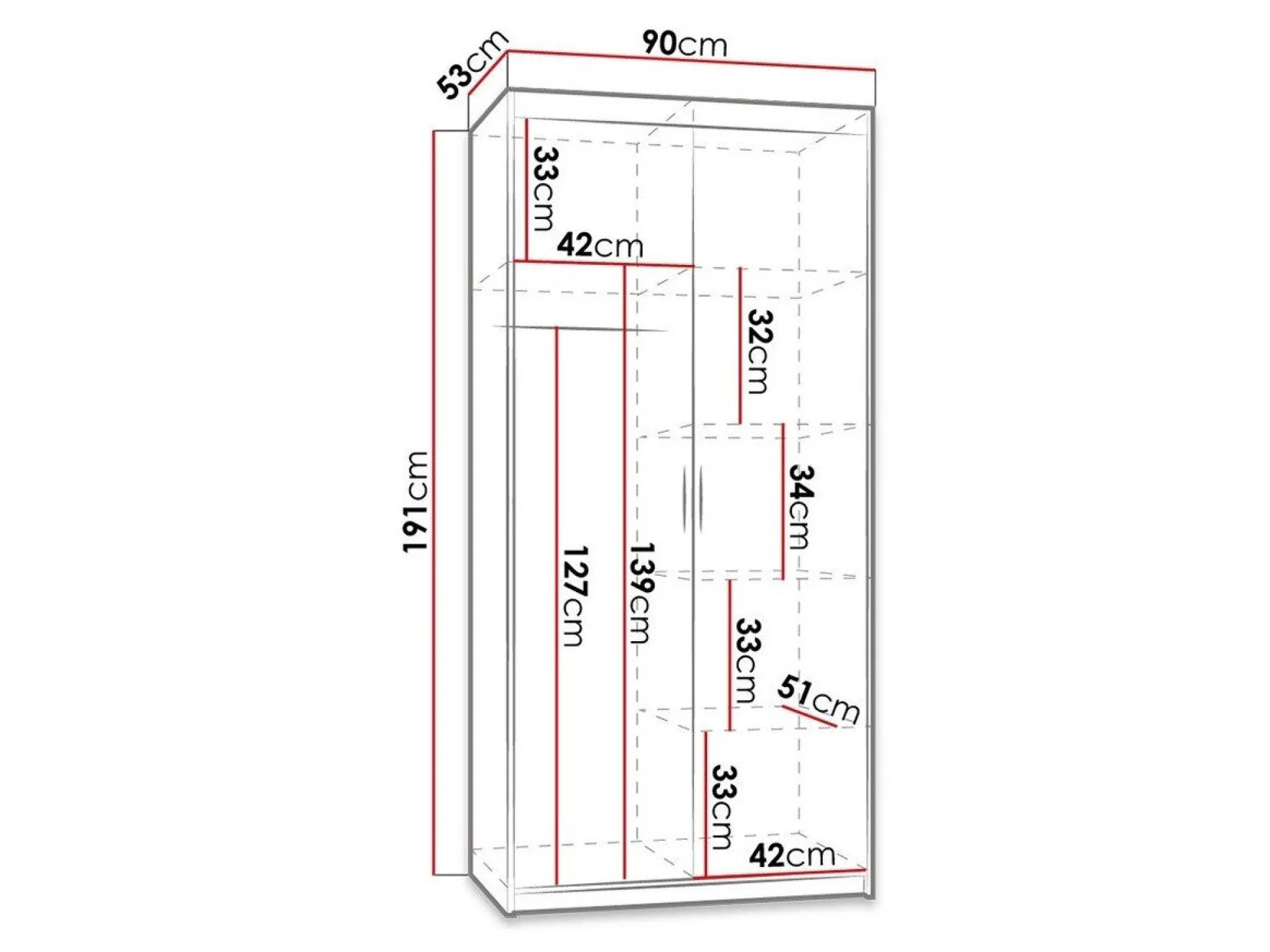 Garderobeskab Novduni 100 (Sonoma eg)