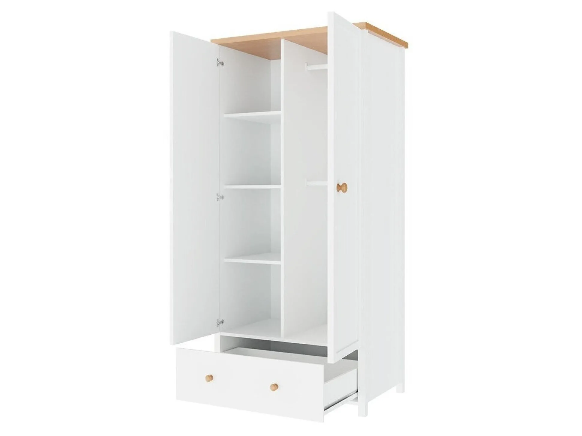 Garderobeskab Romelbo 145 (Hvid + Egetræ)