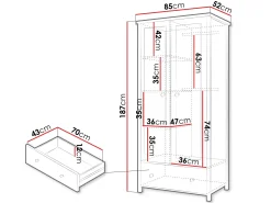 Garderobeskab Romelbo 145 (Hvid + Egetræ)