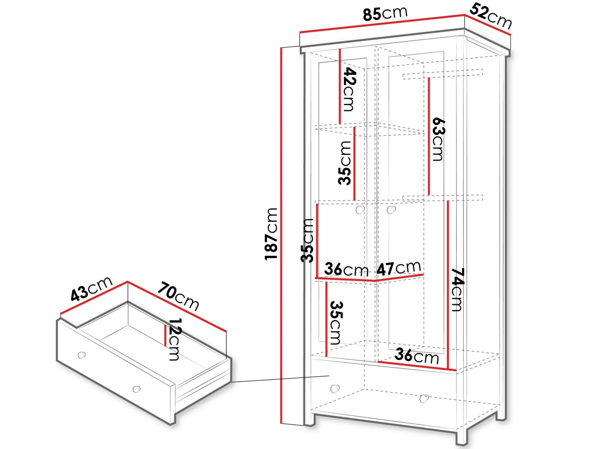 Garderobeskab Romelbo 145 (Hvid + Egetræ)