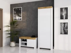 Garderobeskab Sonsoru 117 (Hvid + Glansfuld hvid + Wotan eg)