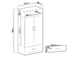 Garderobeskab Sorviru 103 (Hvid + Turkis)