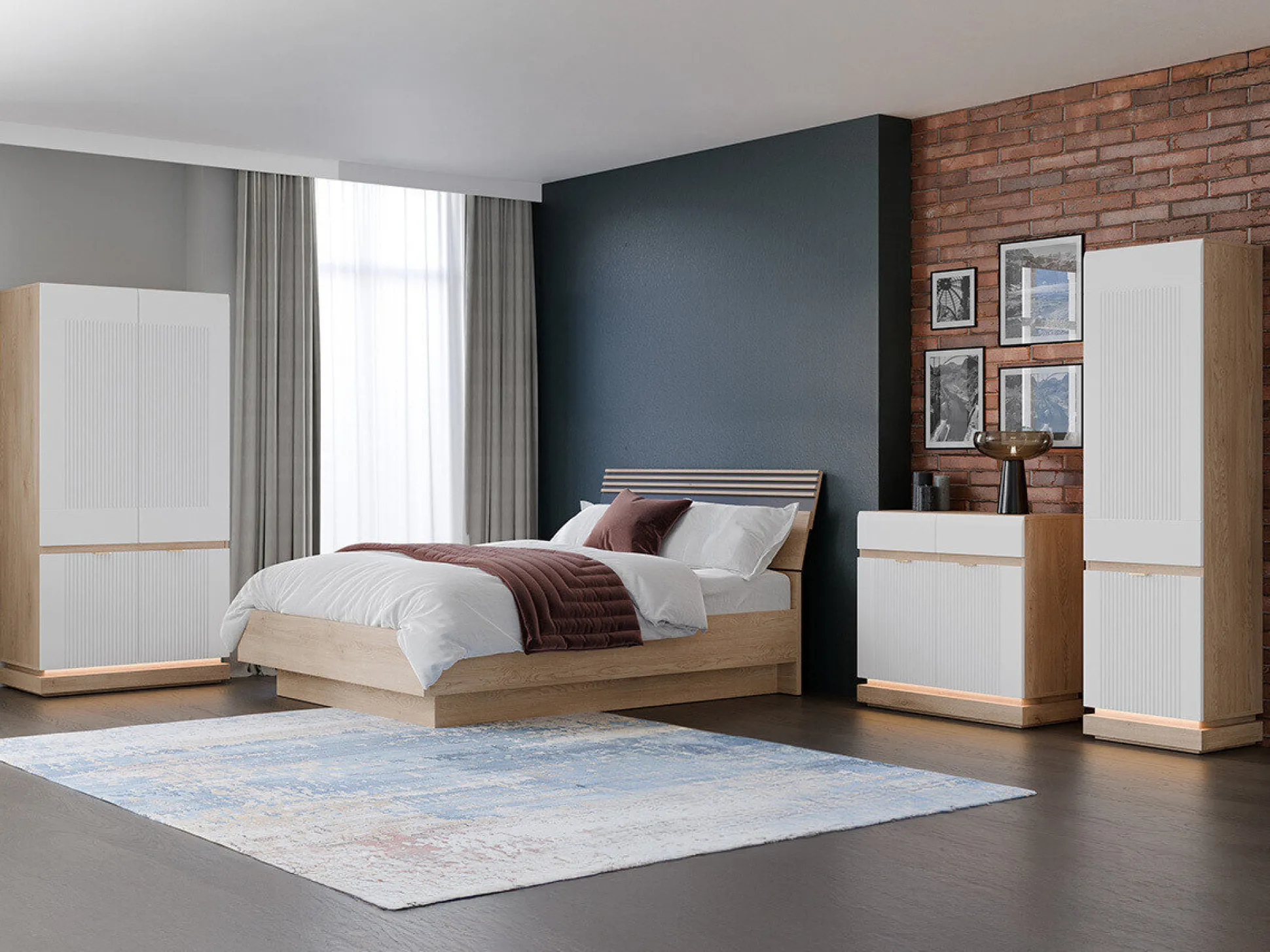 Garderobeskab Teselbu 113 (Hvid + Egetræ)