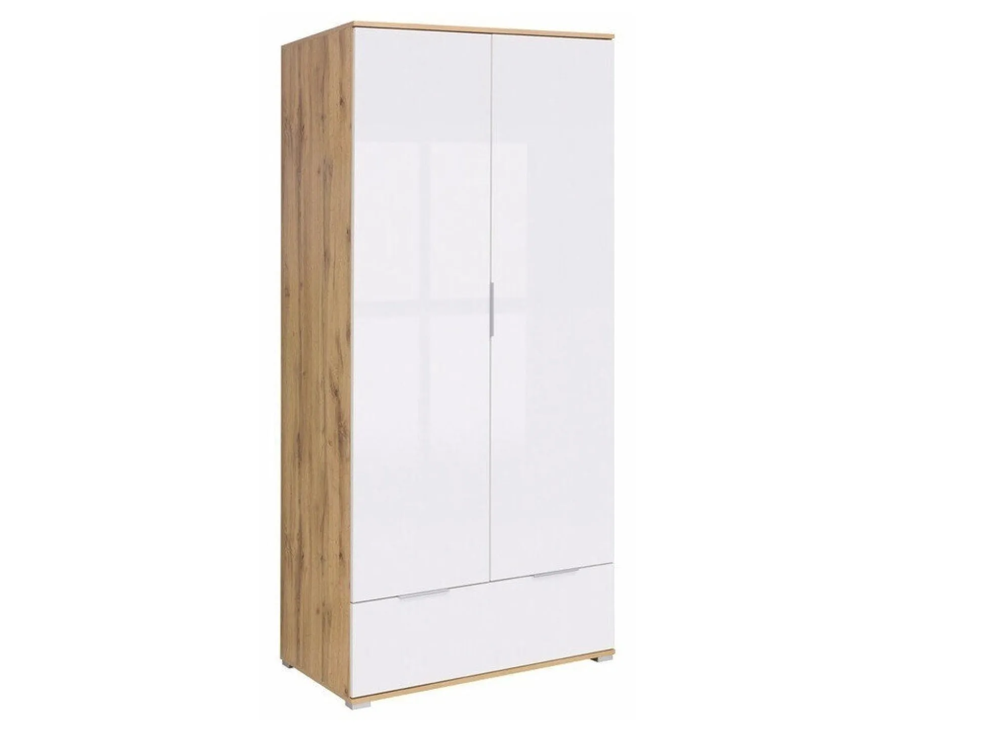 Garderobeskab Tivetra 111 (Wotan eg + Glansfuld hvid)