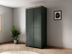 Garderobeskab Tolnue 125 (Mørkegrøn + Lefkas eg)