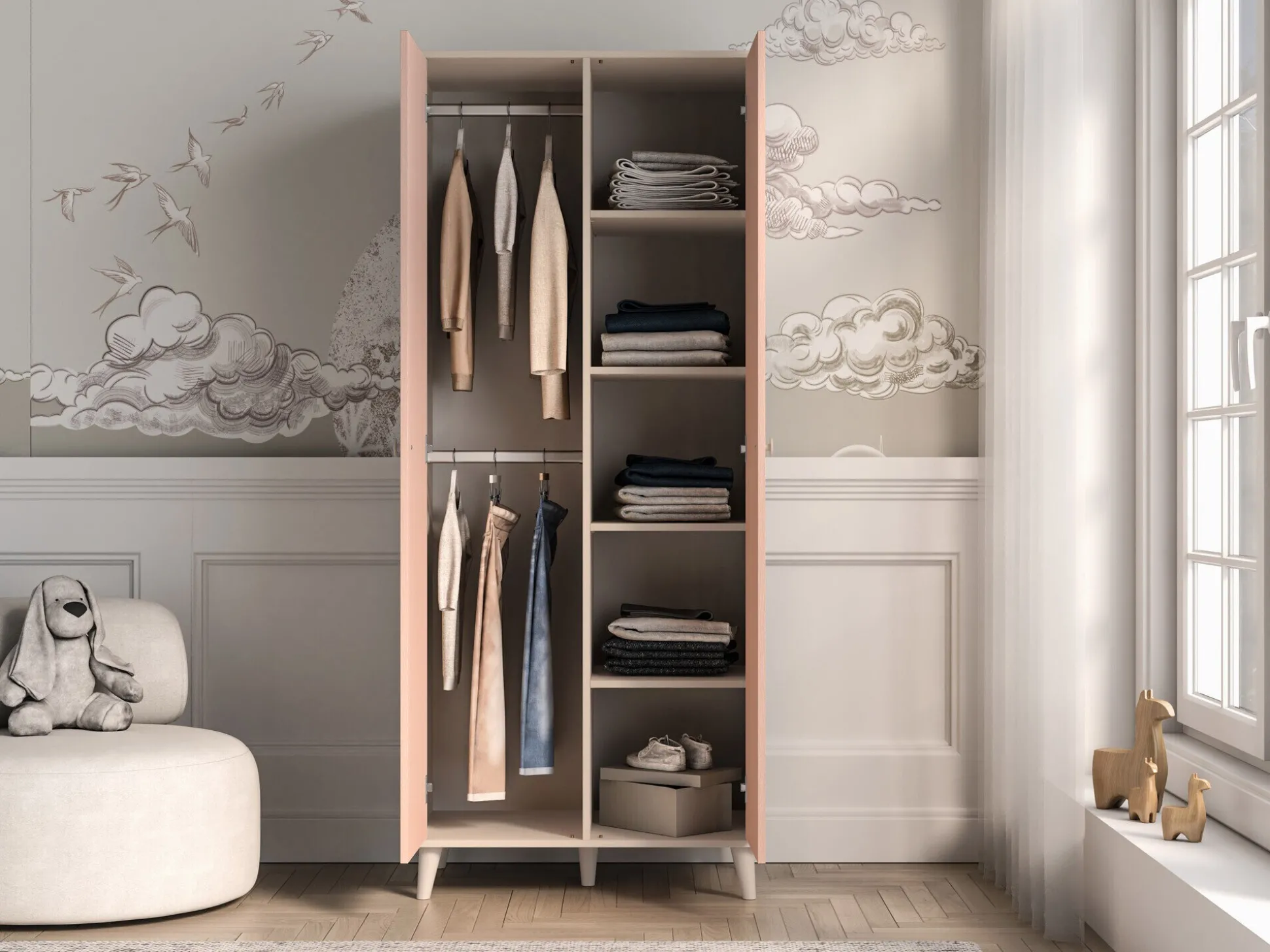 Garderobeskab Tortoli 101 (Lyserød)