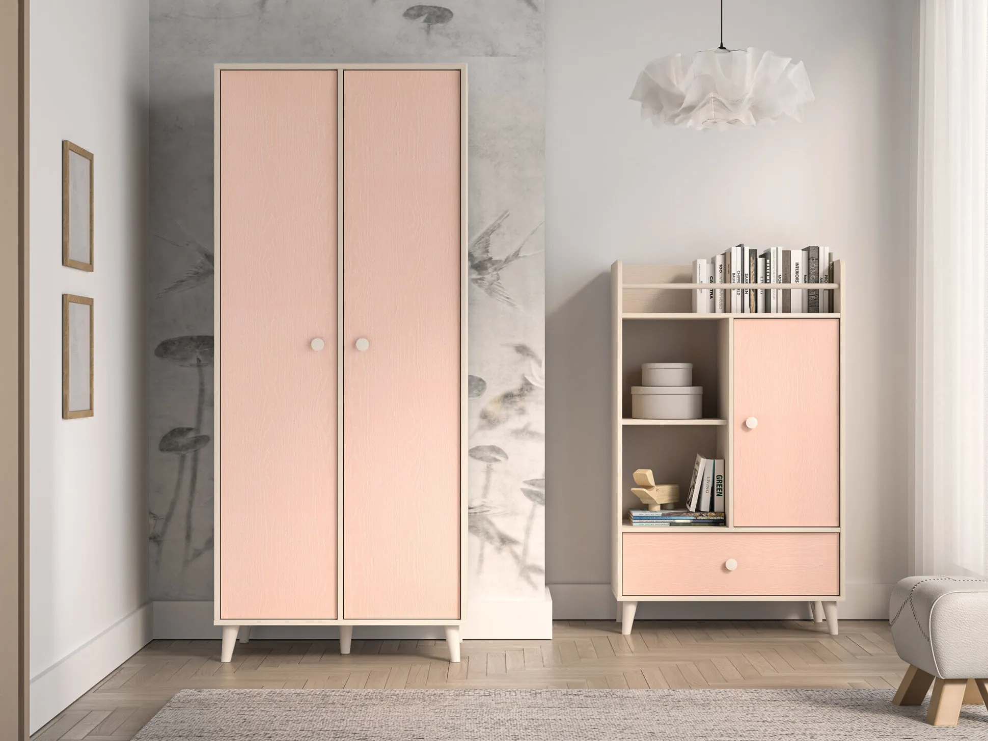 Garderobeskab Tortoli 101 (Lyserød)