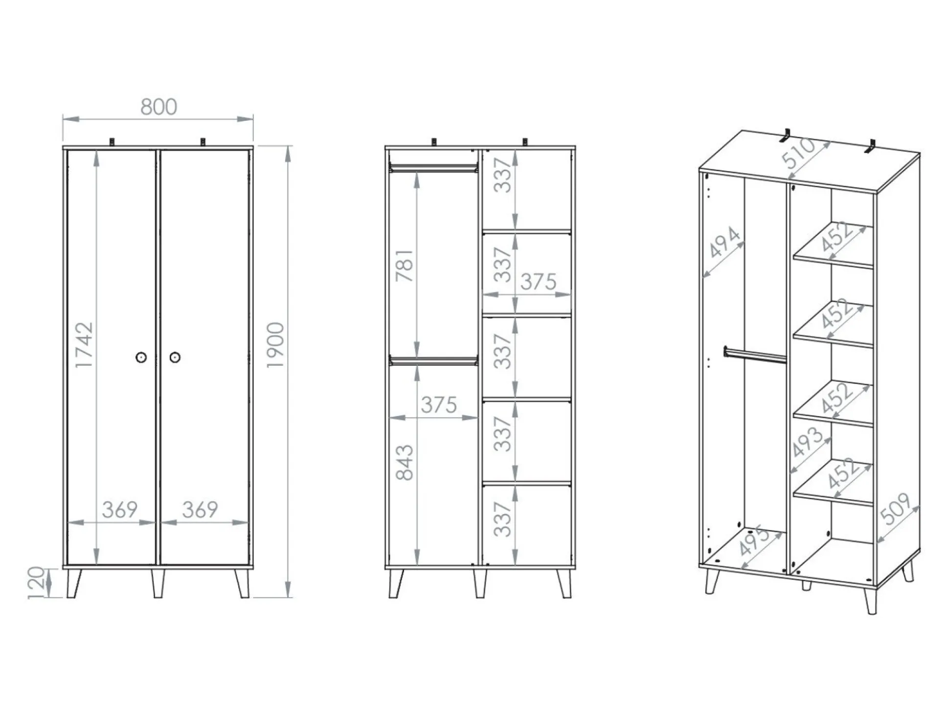 Garderobeskab Tortoli 101 (Lyserød)
