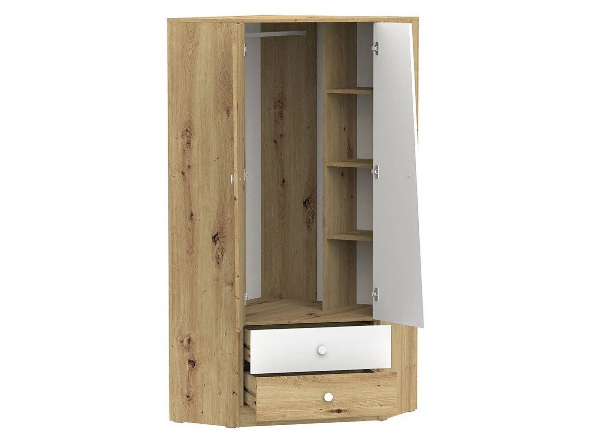 Hjørnegarderob Almira 101 (Artisan eg + Hvid)