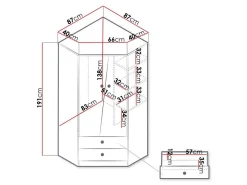 Hjørnegarderob Almira 101 (Artisan eg + Hvid)