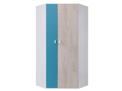 Hjørnegarderob Camteso 100 (Hvid + Egetræ + Turkis)