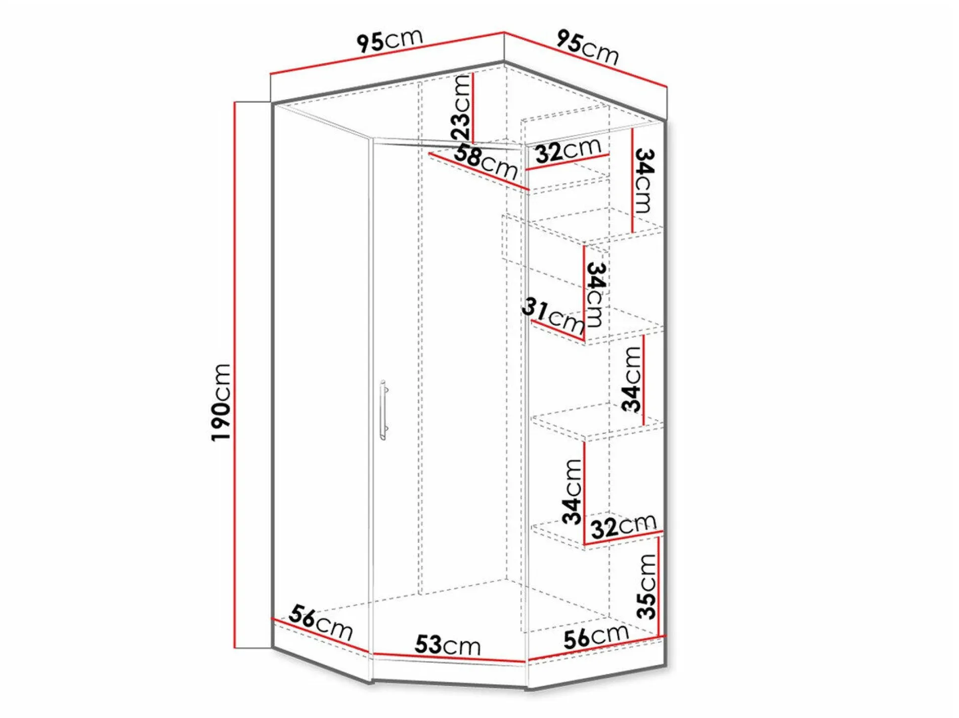 Hjørnegarderob Cavmero 106 (Sonoma eg + Hvid)