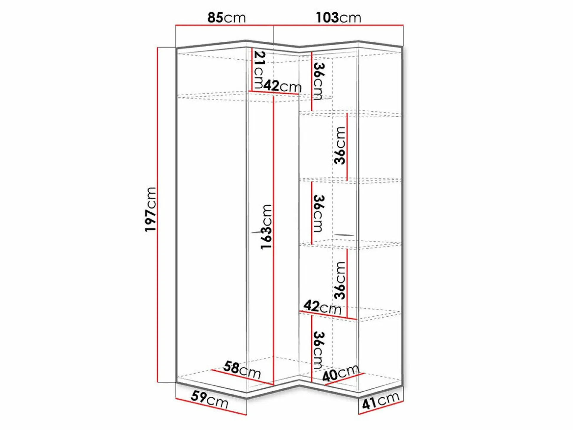 Hjørnegarderob Etrmoni 110