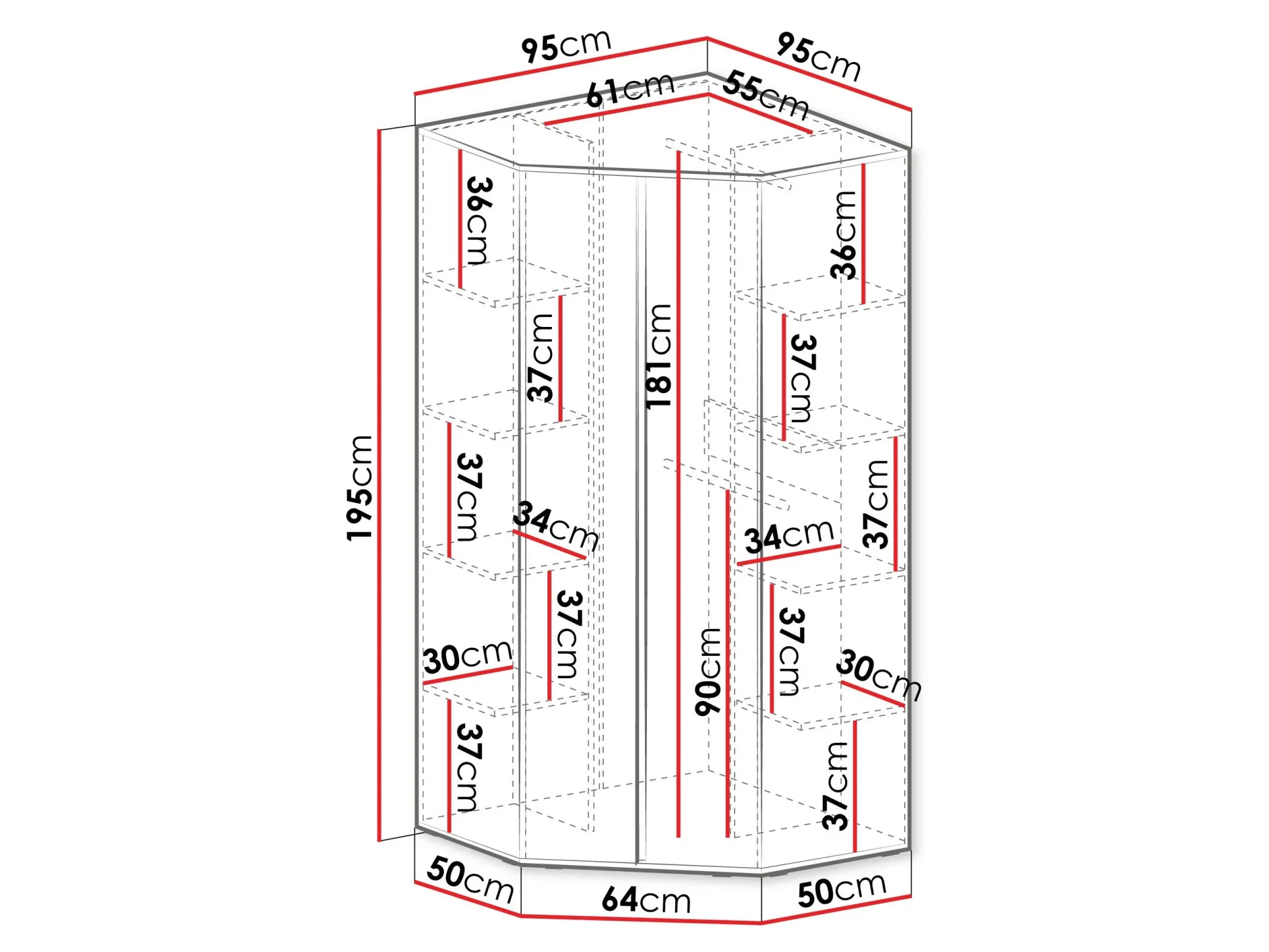 Hjørnegarderob Fiosono 101 (Eukalyptus + Egetræ)