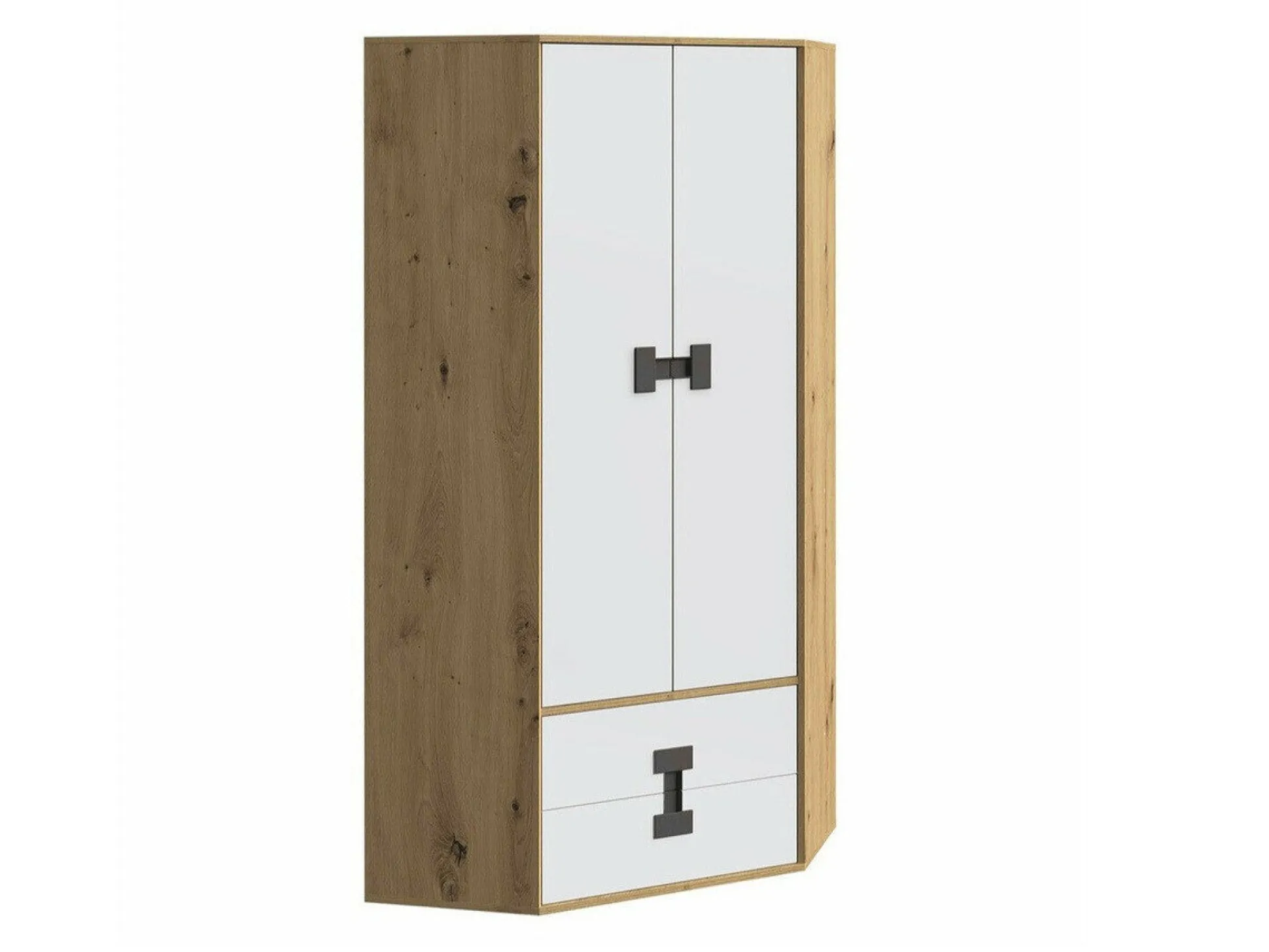 Hjørnegarderob Florevi 114 (Mat hvid + Artisan eg)