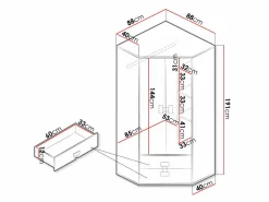Hjørnegarderob Florevi 114 (Mat hvid + Artisan eg)