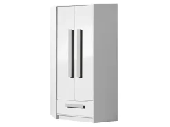 Hjørnegarderob Merevari 103 (Hvid + Glansfuld hvid + Grå)