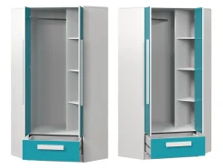 Hjørnegarderob Merevari 103 (Hvid + Glansfuld hvid + Grå)