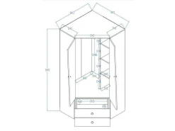 Hjørnegarderob Mirelbu 101 (Artisan eg + Hvid + Sort)