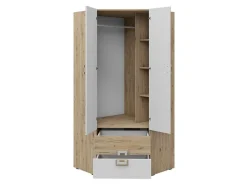 Hjørnegarderob Tolfere 102 (Lys eg + Hvid)