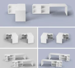 Hjørneskrivebord Bristol 122 (Beton + Hvid)