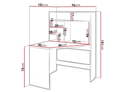 Hjørneskrivebord Claral (Hvid)