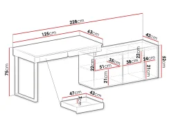 Hjørneskrivebord Fiosono 110 (Beige + Lys eg)