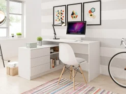 Hjørneskrivebord Kingston 130 (Hvid)