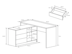 Hjørneskrivebord Kingston 130 (Hvid)