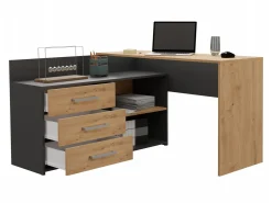 Hjørneskrivebord Mandeville 131 (Antracit + Artisan eg)