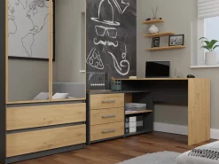 Hjørneskrivebord Mandeville 131 (Antracit + Artisan eg)