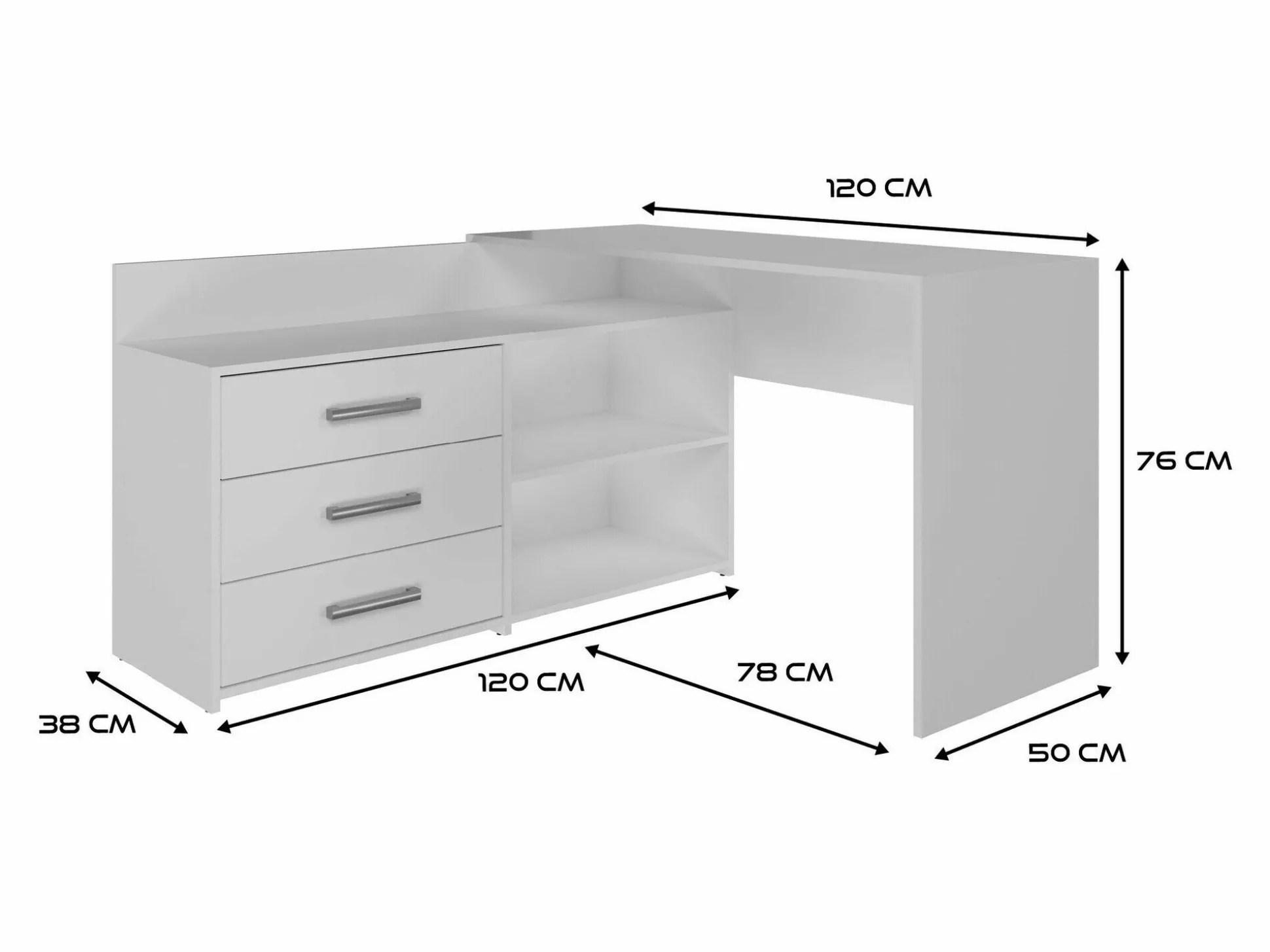 Hjørneskrivebord Mandeville 131 (Antracit + Artisan eg)